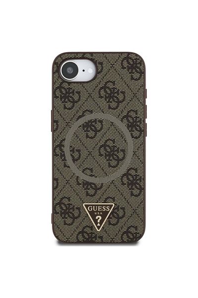 Guess Case For Iphone 16e, 4g Ring Triangle Logo Magsafe, - Brown