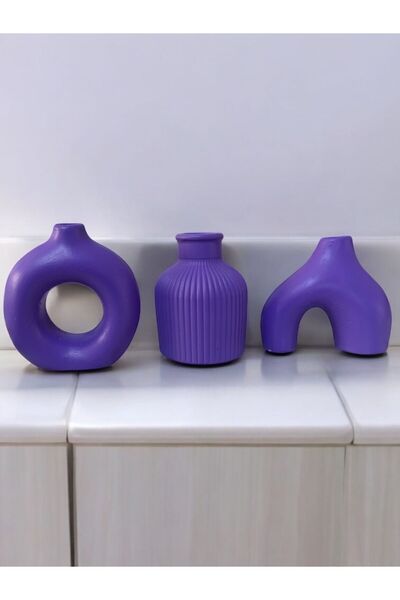 lambader Minimal Üçlü Süs Takım, Vazo, Ev Dekorasyon Ürünü, Hediyelik Ev Eşyası, Biblo Süs (10CM)