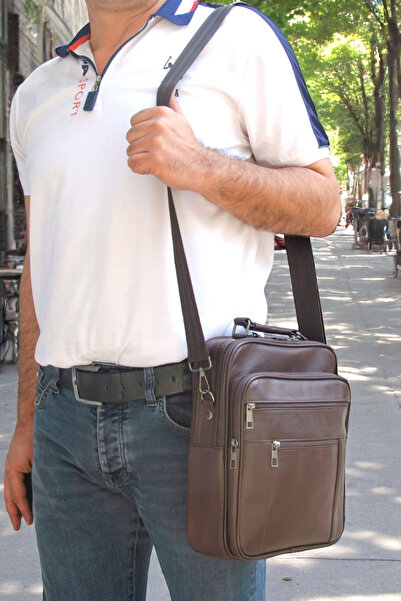 Lederax حقيبة يد وكتف من الجلد الطبيعي بحجم كبير عمودي LD475