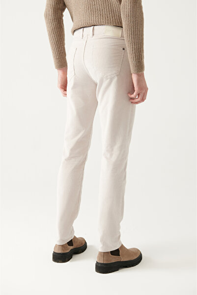 Avva Men's Stone 100% Cotton Dobby 5 Pocket Lycra Velvet Pants A22Y3044