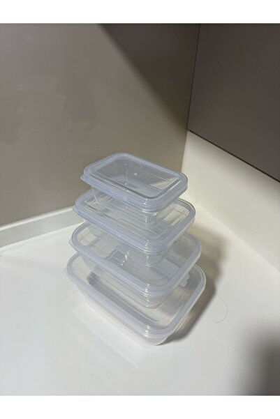 Tercih Home Set of 4 Transparent Storage Containers Suitable for Microwave and Diffracted (2.3Lt+1.5Lt+0.9Lt+0.5Lt)