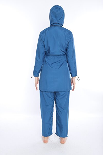 TUTUYA TEXTIL Large Size 4 Piece Hijab Swimsuit with Tie Detail, Zippered Suit