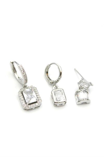 Royaleks 3-Piece Jewelled Earrings - Silver