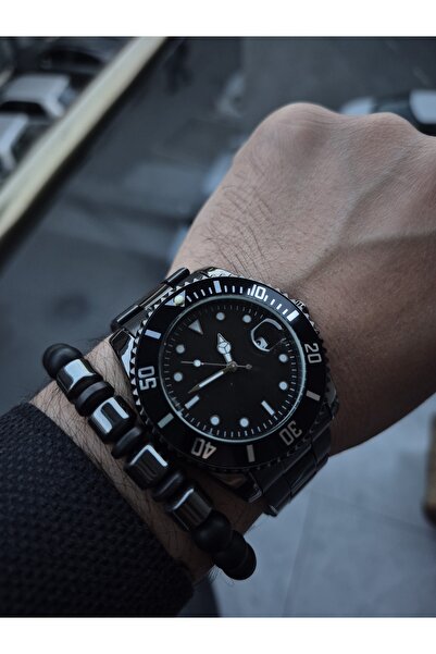 Spectrum Men's Wristwatch with Calendar, Phosphor Quadrant, Black Color