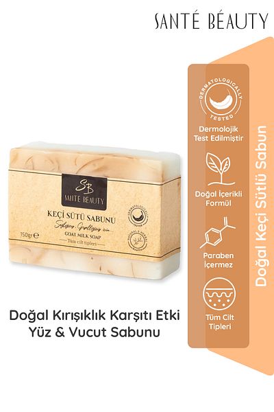 SANTE BEAUTY Natural Goat Milk Anti-Wrinkle Solid Hand Face & Body Washing & Care Soap 150 Gr