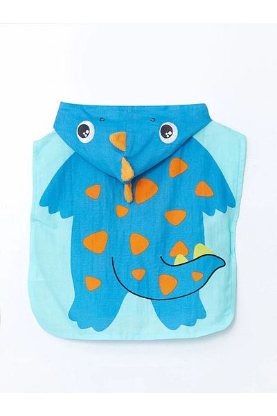 LC Waikiki Lcw Baby Turquoise Dinosaur Figured Baby Beach Towel