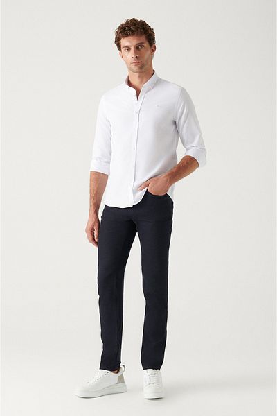 Avva Marineblaue Basic-Hose mit 5 Taschen für Herren E 003014