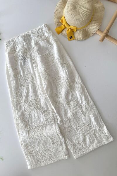 Minigimin Cicileri Miniğimin Cicileri Dantel Detaylı Kız Çocuk Pantolon - Beyaz