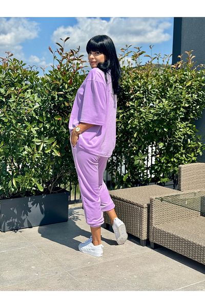 RAMONA BADESCU EXCLUSIVE Trening Damă Catifea Mov – Bluza Mâneca 3/4 și Pantalon Lejer – XS-XL