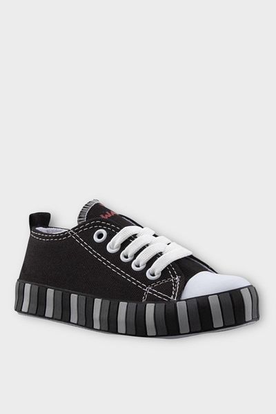 Liger Unisex Kids Linen Short Convers Model Lace-up Sneakers BLACK