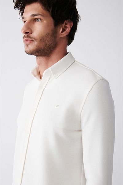 Avva Men's White Easy-Iron Cotton Shirt A31Y2016