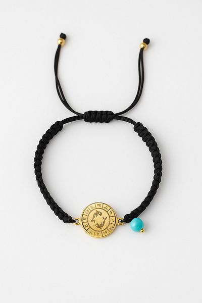 MakeWell Steel Aries Taurus Aquarius Gemini Libra Capricorn Pisces Cancer Scorpio Horoscopes Black Leather Drawstring Zodiac Sign Bracelet