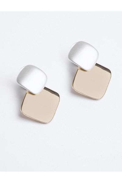 Jimmy Key Mixed Double Square Figured Earrings