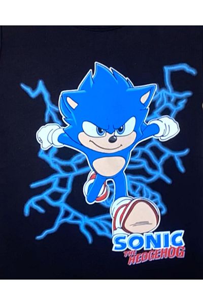 LİTTLE TORTOİSE Boy's Blue 2 νήματα Rastered Sonic εμπριμέ φούτερ / Σετ φούτερ
