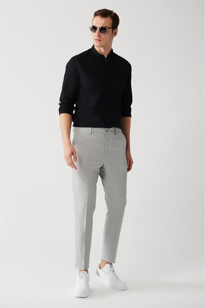 Avva Men's Gray Stretch Waist Elastic Laced Lightweight Trousers A31Y3205