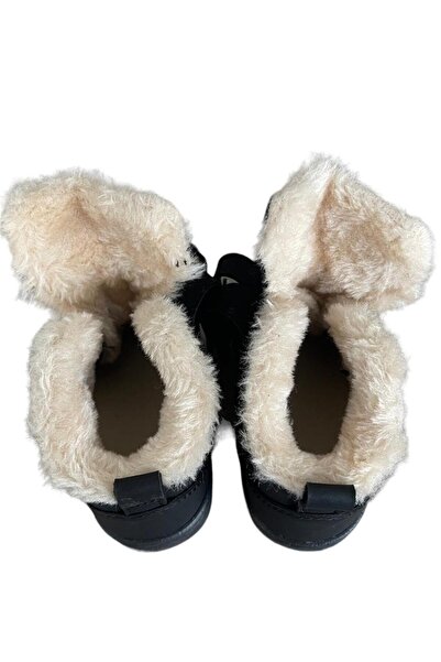 Liger Panda Detaylı Kürklü Unisex Çocuk Bebe Bot SİYAH