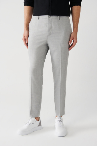Avva Men's Gray Stretch Waist Elastic Laced Lightweight Trousers A31Y3205