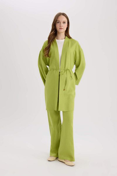 DeFacto Relax Fit Ζώνη Λινάρι Μικτό Κιμονό D8182AX25SP