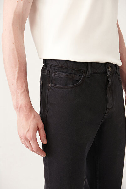 Avva Pantaloni negri 100% bumbac pentru bărbați A31y3508