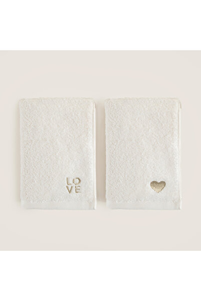 Chakra Love Yüz Havlusu Seti 50x90 Cm Ekru