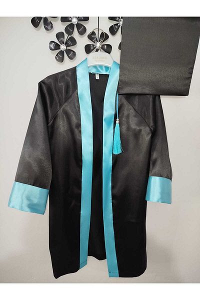 Trendy Mall Set of 2 Turquoise Graduation Robe, Blue Graduation Robe-Kep for School