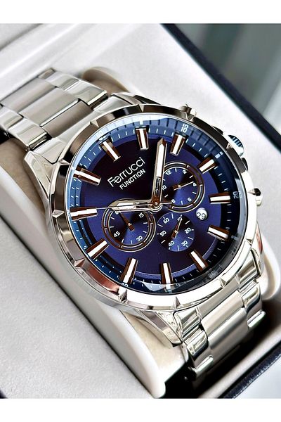 Ferrucci Silver Color Functions Active Steel Men Wristwatch + Bracelet