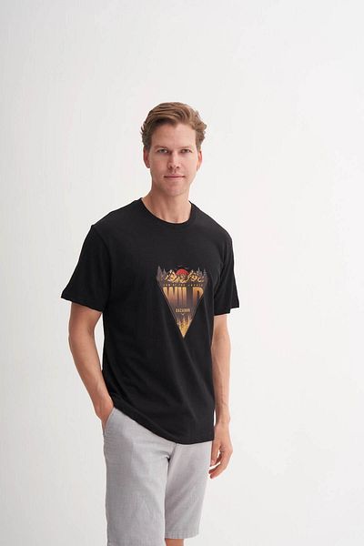 Cazador Ανδρικό μπλουζάκι Crew Neck Black 4171