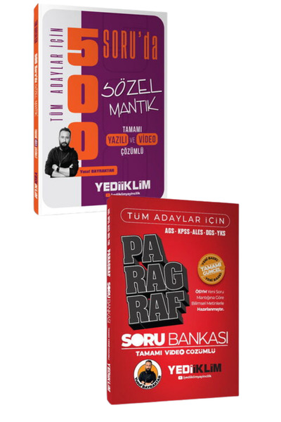 Yediiklim Yayınları Tüm Adaylar İçin Sözel Mantık 500 Soru'da Çözümlü Soru+Pa...