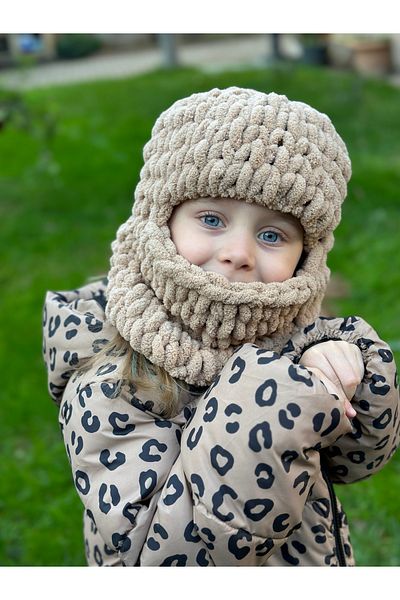 yucin Children's Beret, Balaclava, Children's Hat, Mink Hat (3-4) Years Old