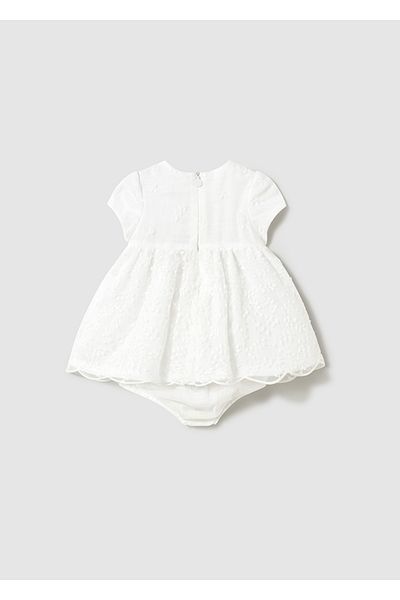 MAYORAL Newborn Baby Girl Embroidered Tulle Dress and Diaper Cover