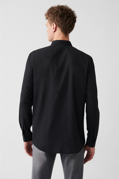 Avva Erkek Antrasit %100 Pamuk Baskılı Gömlek A31Y2040