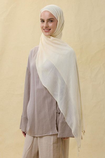 Fenza Lily Cream Fringe Tassel Cotton Shawl