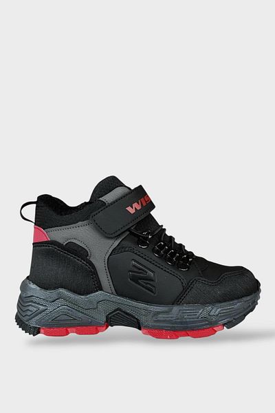 Liger Velcro Woolen Inside Cold Proof Outdoor Daily Παιδικές Μπότες ΜΑΥΡΟ - ΚΟΚΚΙΝΟ