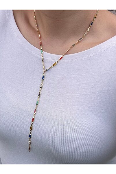 YENGEÇ Renkli Taşlı Y Kolye