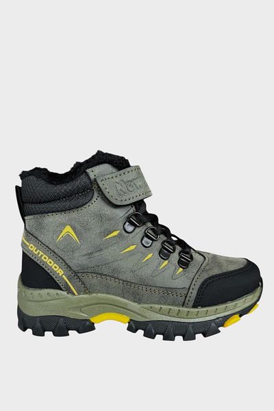 Liger Παιδικές μπότες Cold Proof - KHAKI με Velcro, φερμουάρ και μαλλί - ΚΙΤΡΙΝΟ