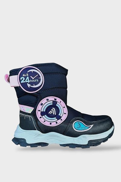 Liger Κορίτσι - Αδιάβροχες Velcro Fur Snow Boots ΣΚΟΥΡΟ ΜΠΛΕ