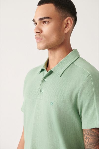 Avva Ανδρικό μπλουζάκι Aqua Green 100% βαμβακερό πόλο λαιμόκοψη A31y1021