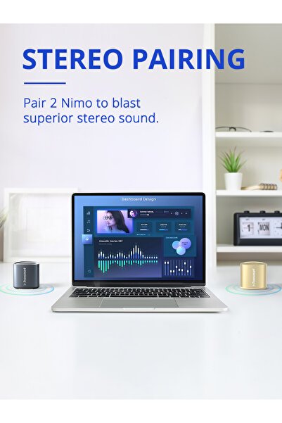 Tronsmart مكبر صوت ترونسمارت نيمو صغير محمول بتقنية البلوتوث، مقاوم للماء IPX7، بطارية تدوم حتى 12 ساعة، إقران ستيريو - أسود