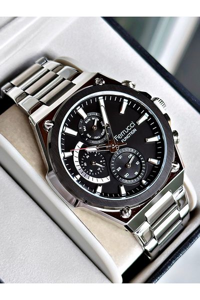 Ferrucci Silver Color Sport Elite Function Guaranteed Men's Wrist Watch + Bracelet
