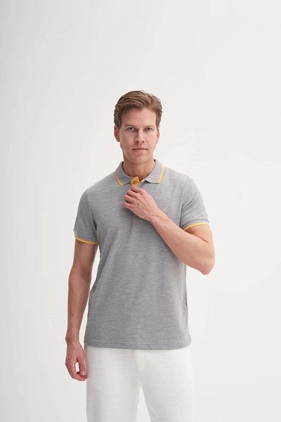 Cazador Ανδρικό μπλουζάκι Polo Neck Grey 4614