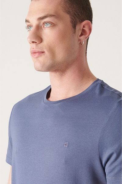 Avva Ανδρικό μπλουζάκι Indigo Soft Touch Crew Neck Plain Modal B 001171