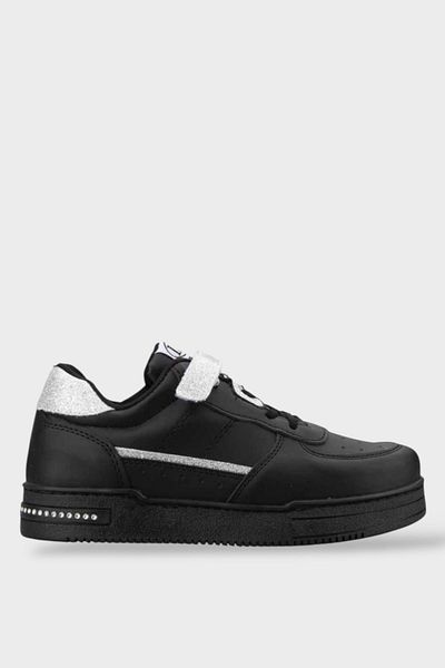 Liger Pantofi sport pentru fete cu detalii cu pietre strălucitoare - BLACK SILVER
