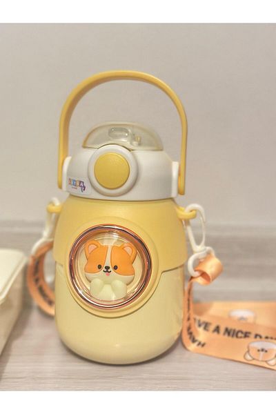 CNSZ Flask Cute Thermos Kids Bottle / Yellow / 750ml Straw / Stainless Steel