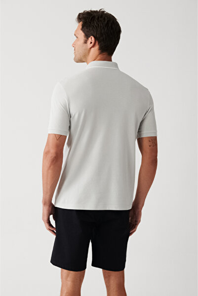 Avva Šedé pánské tričko se zapínáním na polo výstřih ze 100% bavlny A31Y1175