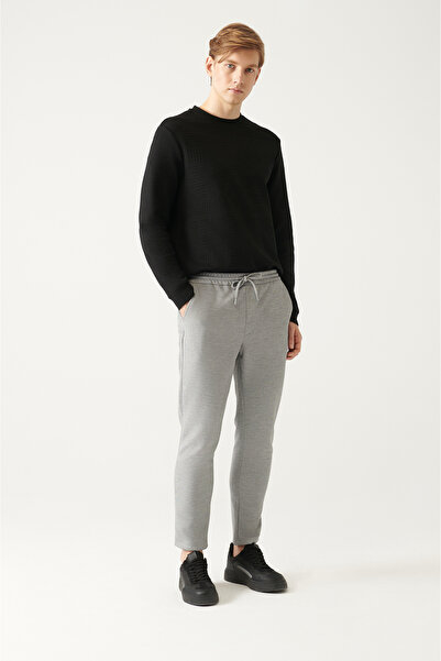 Avva Graue Herren-Jogginghose mit elastischem Bund und Schnürung A31y3027