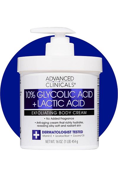 ADVANCED CLİNİCALS Advanced Clinicals 10% Glycolic Acid + Lactic Acid Lotion Exfoliant Moisturizing Cream with Hyaluron