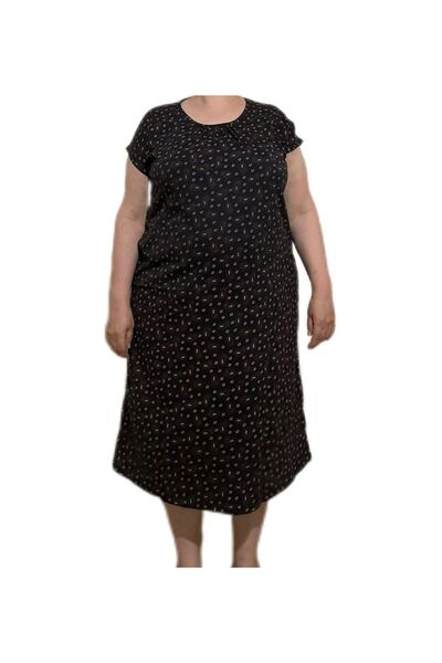 İpek Women's Short Sleeve Plus Size 100% Cotton Nightgown