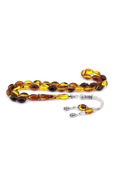 Midyat Gümüş Dünyası Powder Press Amber Prayer Beads