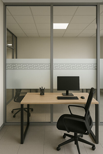 TechnoSmart – | 45x200cm | Meander Motifli Statik Cam Filmi Kaplama | Mutfak Ofis Banyo Pencere