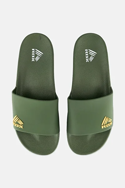 RBX Men Brand Logo Slip On Slides, Dark Green